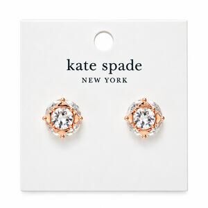 Kate Spade Lady Marmalade Crystal Stud Earrings Clear Rose Gold Sparkle NWT